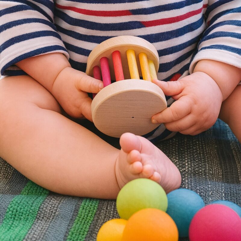 にじのロールで遊んでいる様子